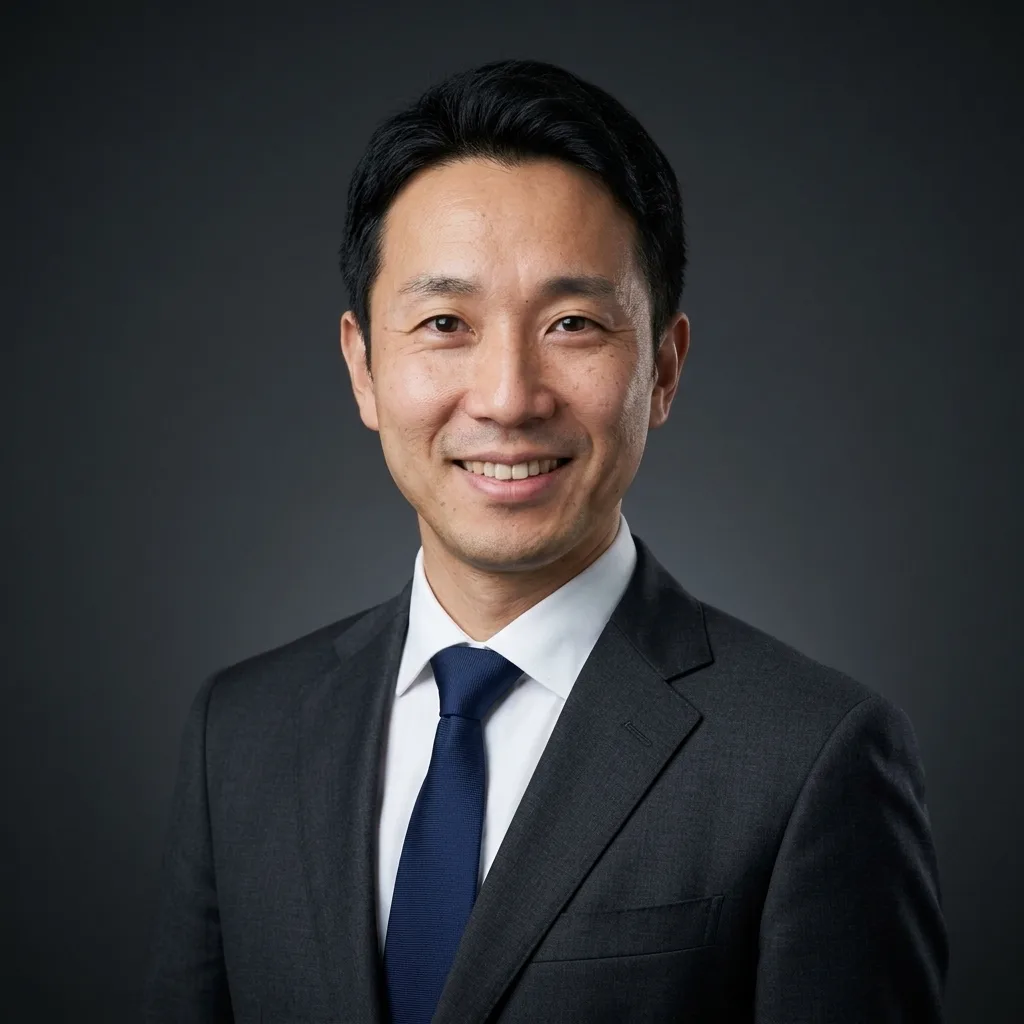 LinkedIn Headshot result: Man in his early 40s: Classic Suit + Dark Charcoal
