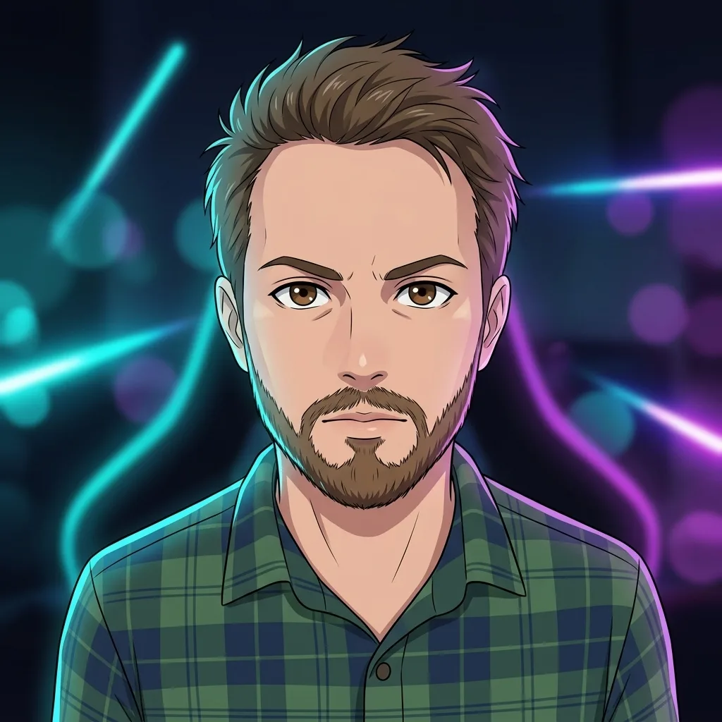 Profile Picture Maker result: Man in his late 20s: Anime + Neon Gaming
